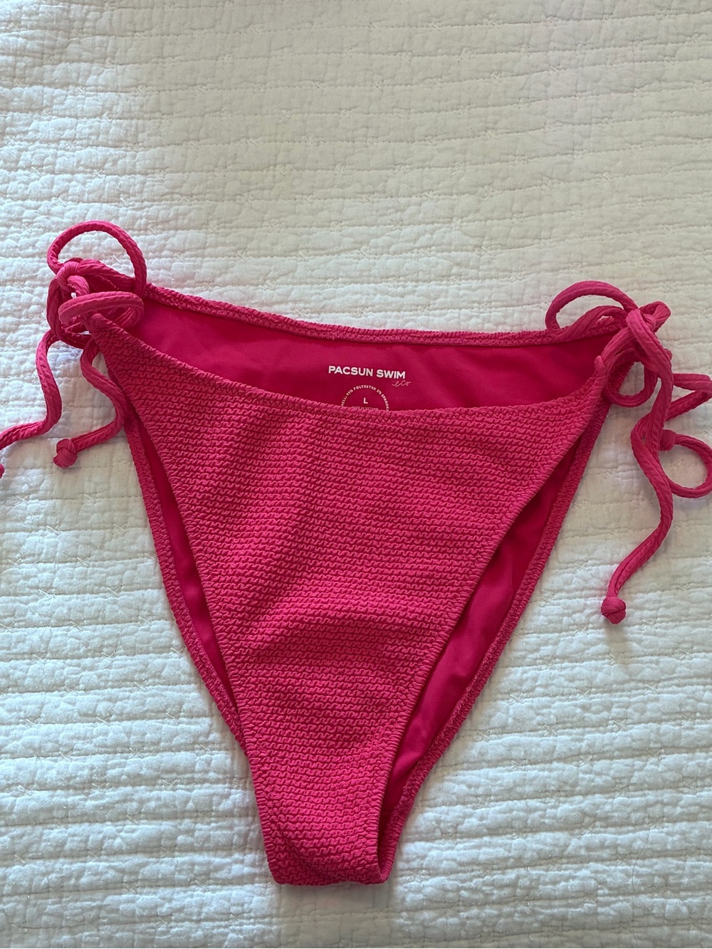 PacSun Bright Pink Textured Tie-Side Bikini Bottom